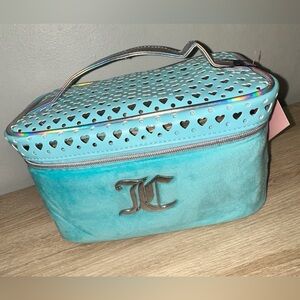 Juicy Couture-Tiffany Blue Travel Makeup Bag Travel Cosmetic Train Case/clutch